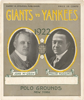 1922 World Series Program - Yankees vs Giants - Polo Grounds